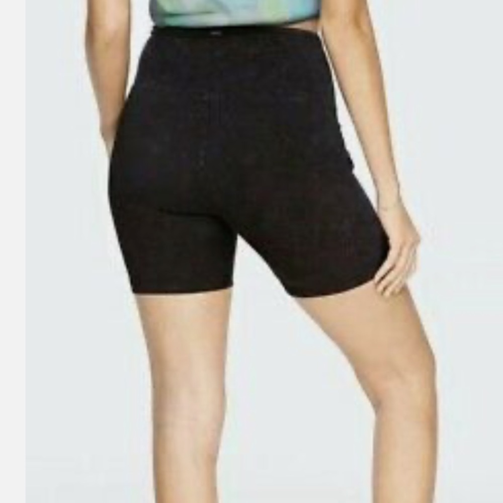PINK Yoga Cotton High Waist Bike Short Black Washed- L